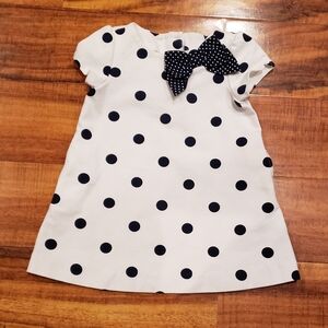 Janie and Jack EUC 12-18 months ivory ponte dress with navy polka dots